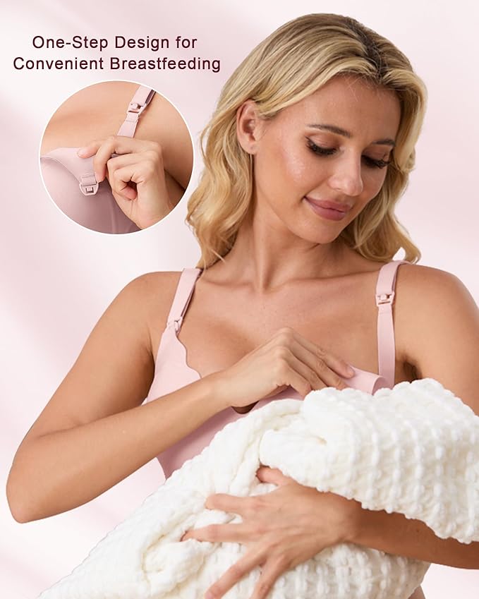 QDN 3 Pack Nursing Bras for Breastfeeding Pregnancy Bras for Women Maternity Nursing Bra Sleep Bras for Women
