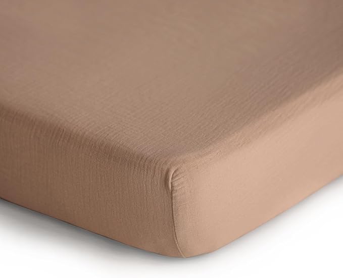 mushie Extra Soft Muslin Fitted Crib Sheet | 192 Thread Count | 28"x 52"(Natural)