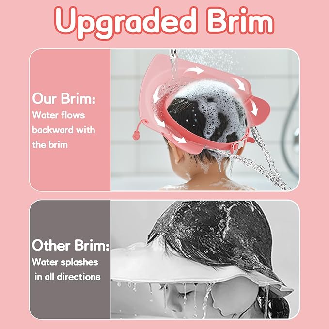 Baby Shower Cap Shield for Kids Soft Silicone Adjustable1-8 Years Old Hair Washing Hat for Kids Toddler Shower Cap Shield Makes the baby Bath More Fun