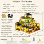 Spilay Dollhouse DIY Miniature Wooden Furniture Kit,Mini Handmade Big Castle Model with Dust Cover & Music Box,with dust Cover 1:24 Scale Creative Doll House for Adult Gift
