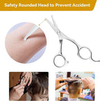 Professional Kids Hair Cutting Scissors Kit - Rounded Tips Barber Hair Cutting Shears (6.1'') & Hair Trimming Scissors (5.1'') for Babies, Toddlers, Children, Home & Salon Haircut Kit