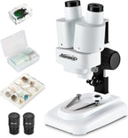 Aomekie® Microscope 20X 50X with 10Pcs Slides Insect Specimen Stereo Microscope with WF eyepieces LED Light Source Portable Stereoscope