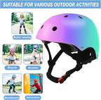 Color Gradient Adjustable Kids' Helmet with Knee & Elbow Pads Set | Multi-Sport Safety Gear for Boys & Girls Ages 5-14 | Skateboarding, Scooters, Roller & Inline Skating, Longboarding