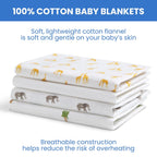 Delta Children 100% Cotton Flannel Baby Receiving Blankets for Girls and Boys – 30x30 Inches (Pack of 4), Safari Friends