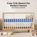 KeaBabies 2-Pack Organic Crib Sheets for Boys, Girls - 52x28 Fitted Crib Mattress Sheet Neutral, Breathable Jersey Cotton Cover for Baby Bed, Toddler Mattress, Soft & Cute Prints (Cornflower)
