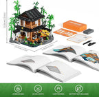 Bamboo-House Lighting Building-Bricks Set - Retro Chinese Bamboo Cabin and Treehouse Collection LED Light Set 2432 Pcs for Adults and Retro House Building Collectors