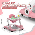 Baby Walker with Wheels, 5 in 1 Walker for Baby Boy Girl 6-12 Months with Bouncer, Music and Lights Baby Jumper Activity Center, Adjustable Height Speed, Push Walker for Ages 6-18 Months Toddler