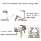 Baby Shower Stand, Ergonomic Baby Standing Bath Support with Anti-Slip Base, Adjustable Toddler Shower Stand with Backrest Foldable Bath Tower Shower for Toddlers