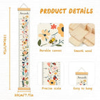 Personalized Name Growth Chart for Kids, Flower Canvas Height Chart Ruler Removable Hanging Wall Ruler Measurement Chart for Home Decoration, Waterproof Measuring Board, Foldable