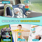 Jollybaby Baby Musical Pull String Hanging Toy for Stroller Car Seat Crib Play Gym, Plush Stuffed Whale Toy for Carseat with Music Teether Crinkle Paper, Sensory Toy for 0-6-12-18 Months Baby Gift