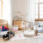 KiddyCare Baby Diaper Caddy Organizer, Cotton Nursery Baby Gift Basket with Handle Lid Baby Caddy Organizer, Portable Baby Basket Diapers & Wipes, Basket for Moms, Wheat Field - Large