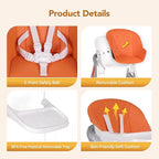 CoziBB Baby High Chair, 6 in 1 Convertible Growing Baby Highchairs for Babies and Toddlers, Baby Chair with Adjustable Dining Tray and Seat, 5-Point Safety Belt,White