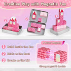 3 otters 12PCS Magnetic Building Blocks, STEM Learning Toys Magnetic Cube Kids Travel Activities with Storage Box for Girls Boys Birthday Gift (Castle)