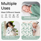 Yoofoss Hooded Baby Towels for Newborn 2 Pack 100% Muslin Organic Cotton Baby Bath Towel with Hood for Babies, Infant, Toddler and Kids, 32x32Inch, Soft and Absorbent Newborn Essential, Green Elephant