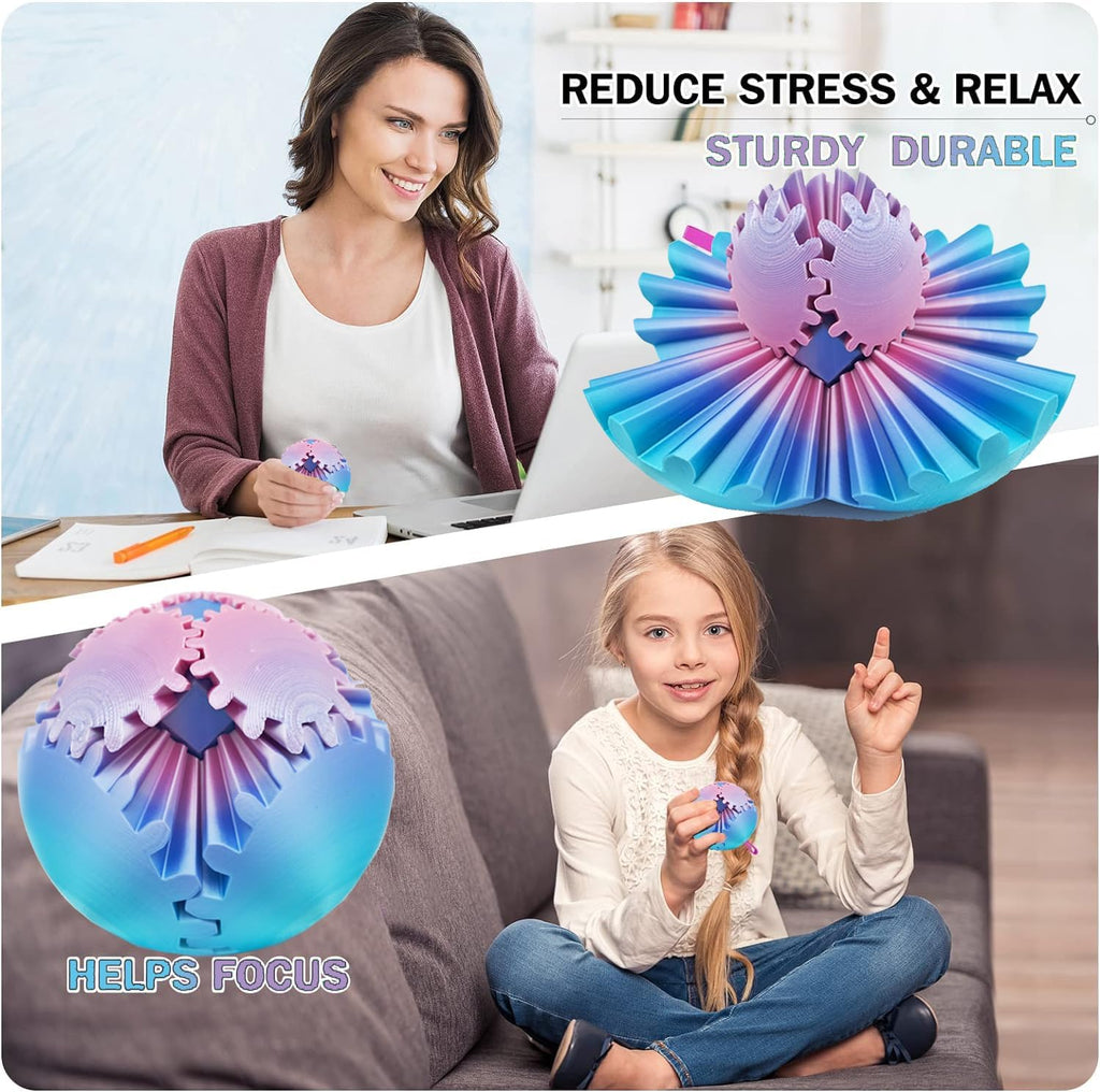 Gear Ball for ADHD 3D Printed Gear Ball Steampunk Whirling Wonder Fidget Toy Gearsphere Gear Ball for Stress and Anxiety Relaxing Fidget Ball Ideal for Sensory Needs and Autism (Mini)