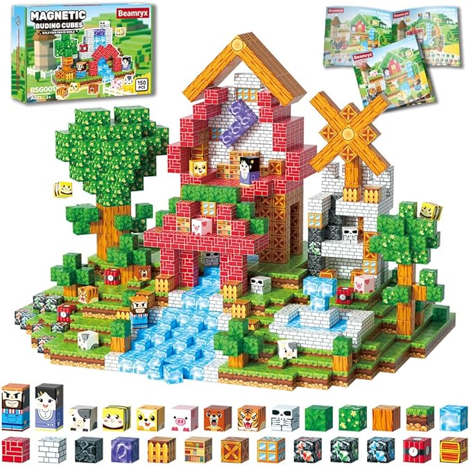 150Pcs Magnetic Blocks Forest Animal Set, Magnetic Toys Games for Kids Ages, STEM Sensory Toys for Kids Ages 4-8