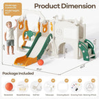 Mloong 12 in 1 Toddler Slide and Swing Set, Kids Slide for Toddlers 1-3 Years Old, Baby Playset Indoor Outdoor with Basketball Hoop Drawing Golf(Yellow & Green)(82×67×41in)