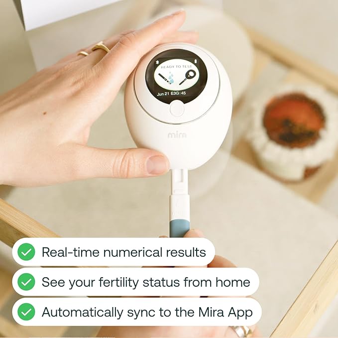 Mira Plus Fertility Monitor & Ovulation Test Kit for Women, Track LH, E3G Hormone Levels, Digital Fertility Tracker + 10 E3G & LH Test Strips, Monitor and Detect Ovulation at-Home with Mira App