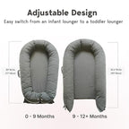 Deluxe Infant Lounger, Baby Nest Cover for Baby Girls & Boys, Newborn Essentials for Baby 0-12 Months, 100% Cotton(Gray)