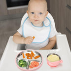 Stainless Steel Baby Plate and Bowls with Suction, Divided Kids Baby Plate and Toddler Bowl with Removable Silicone Suction, Non-Slip Baby Feeding Set Dishwasher Safe，4 Packs