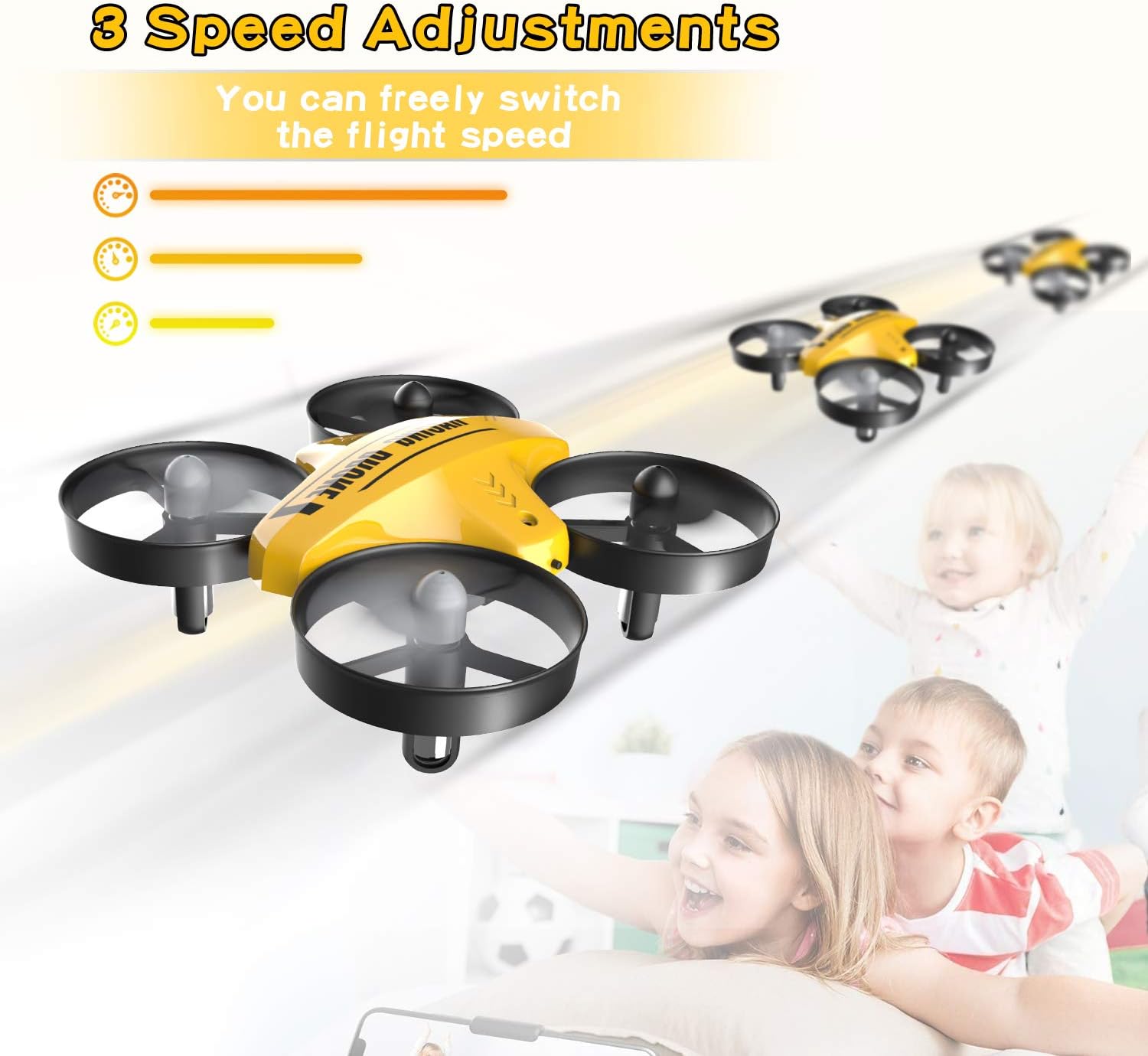 Mini Drone, Hand Operated & RC Nano Quadcopter for Kids & Beginners Indoor, with 3 Batteries, Throw to Go, Flips, Obstacle Avoidance, Children's Day Gift & Christmas Gift for Boys Girls -Yellow