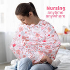 Rquite All-in-1 Car Seat Cover Baby, Carseat Covers for Girl Boy, Stretchy Soft Infant Car Seat Cover, Multi-use Baby Carrier Cover, Car Seat Canopy, Stroller Sun Shade, Nursing Breastfeeding Cover