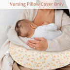 SWESEN Muslin Nursing Pillow Cover, Soft Removable Cover for Breastfeeding Pillows, Pillow Slipcover for Baby Boys and Girls, Comfortable & Breathable, Flower, Washable (Only Cover)