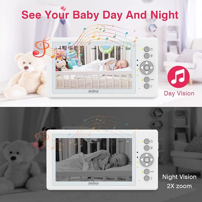 Baby Camera Monitor with 29-Hour Battery, 5 Inch Large Split-Screen Video Baby Monitor with Camera and Audio, Baby Monitor No WiFi, Two-Way Talk, Night Vision, 1000ft Long Range, Ideal for Mom