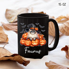 Personalized Ragdoll with Pumpkins Mug Gift for Halloween, Customized Name Ragdoll Witch Hat Coffee Cup, Unique Cat Breeds Ceramic Mug, Cat Dad Mom Halloween Cup, Black Tea Cups 11oz 15oz