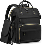 LOVEVOOK Diaper Bag Backpack, Baby Bag with Changing Station, Large Diaper Backpack for Moms Dads, Waterproof Leather Accents Baby Boy and Girl Bag for Travel Baby Essentials, Black