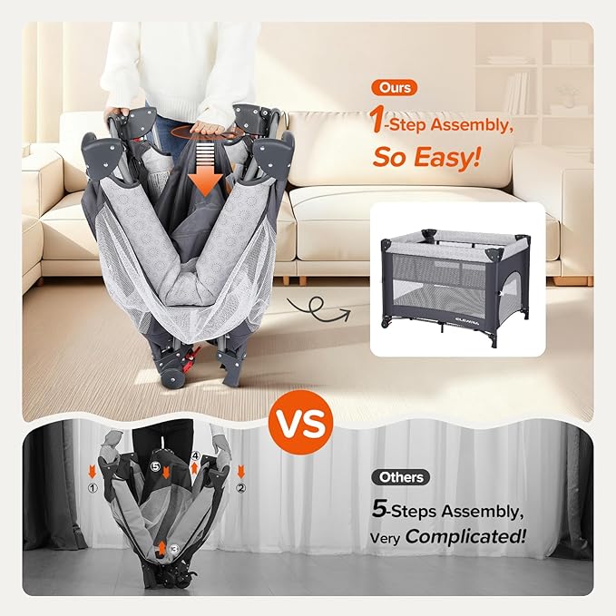 ELEMARA 4 in 1 Wide Baby Bassinet Bedside with Diaper Changer,Long Next to Bed Crib with Mattress,Sheet,Music and Blackout Cover,Playpen Travel Bed with Storage,XL Co Sleeper with 3 Adjustable Height