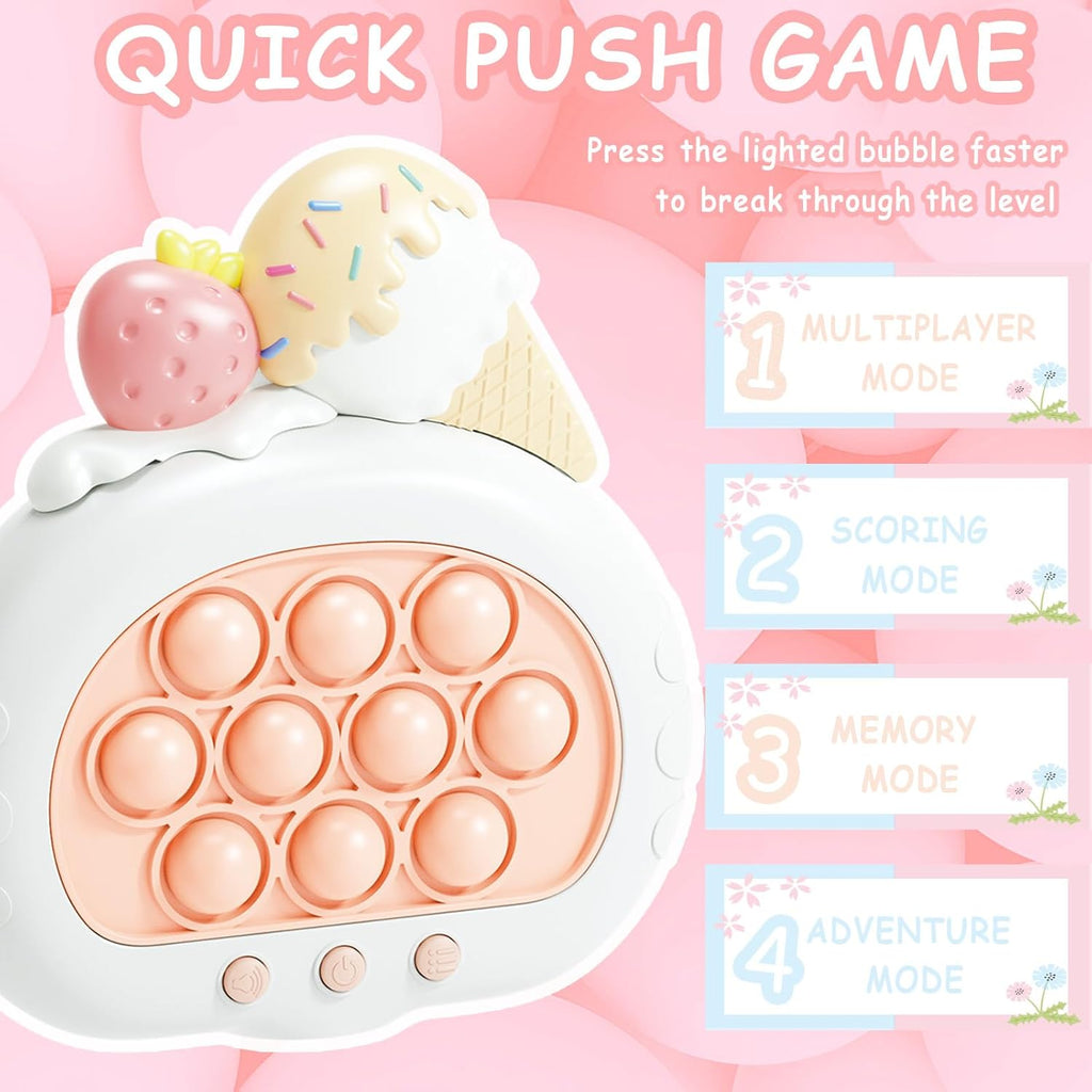 Stress Relief Toys, Decompression Breakthrough Puzzle Pop Button Gopher Handheld Game Machine, Novelty Fidget Toys Party Favor Gifts for Kids Adults (Ice Cream)