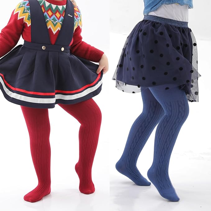 Marchare Baby Girls Tights Thick Solid Cable Knit Leggings Winter Warm Stockings For Toddler Girls 1/2/3/4/5 Pack