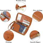 Leather RFID Blocking Passport Holder Travel Wallet, Passport Cover/Travel Wallet for Women/Men with