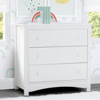 Delta Children Perry 3 Drawer Dresser with Changing Top and Interlocking Drawers, Bianca White