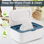 Baby Wipes Dispenser, Wipe Holder for Baby & Adult,Keeps Wet Tissue Fresh, Non-Slip Wipes Case,Easy Open & Close， Flushable Wipe Container with Sealing Design Lid