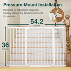 Cumbor 36" Extra Tall Baby Gate for Stairs, 29.7-54.2" Extra Wide Dog Gate for Doorways Hallways, Pressure Mounted Child Gate for Wide Opening, Auto Close Personal Safety for Babies and Pets, White