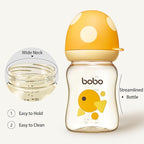 YOHKOH PPSU Baby Bottle Wide Neck, Newborn Anti-Colic Baby Bottle with Natural Response Nipple, Streamlined Body, Easy to Clean (5.4oz (Pack of 2), Yellow)
