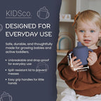 Silicone Sippy Cups with Easy Grip Transition Handles and a Soft Spout. A Non Toxic No Spill Unbreakable Training Cup 150ml/5oz |2-PACK Midnight Blue and Canary|