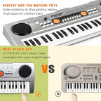 Raimy Piano Keyboard for Kids 49 Keys Portable Keyboard Piano Early Learning Educational Electronic Musical Instrument Toys Gifts for 3 4 5 6 7 8 9 Year Old Boys and Girls (Silver)