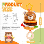 Jollybaby Baby Musical Pull String Hanging Toys for Stroller Car Seat Crib Play Gym, Plush Stuffed Hamburg Bear Toy for Carseat with Music Teether Crinkle, Sensory Toy for 0-6-12-18 Months Baby Gifts
