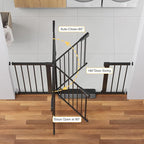 Cumbor 29.7-54.2" Wide Baby Gate for Stairs, Mom's Choice Awards Winner-Self Closing Dog Gate Indoor for Doorways, No Drilling Pressure Mounted Pet Gates for Kids, Easy Walk Through Safety Gate, Black