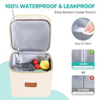 PIIOSER Breast Milk Storage Cooler Bag with Ice Pack, Fits 4 Baby Bottles Up to 5 Ounce, Small Insulated Breastmilk Cooler Travel Bag with Handle Buckle for Nursing & Working Mom Daycare (Cream-XS-1