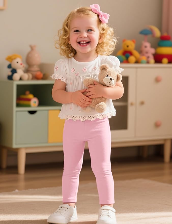 Witwot 3 Pack Baby Girls Leggings Toddler Kids Soft Cotton Pants Size 18M-5T