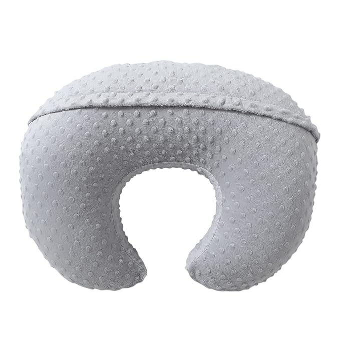 Baby Nursing Pillow and Body Positioner with Premium Slipcover for Breastfeeding for Baby Boys and Girls, Feeding Pillow with Breathable Comfortable Pillowcase (Gray)
