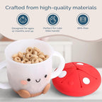 Itzy Ritzy Toddler Snack Cup - Spill-Proof Snack Cup for Toddlers with Soft Silicone Lid for Easy Food Access - Easy-To-Hold Kids Snacks Container With Handles - Ideal for 12 months & Up (Mushroom)
