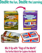 Menique Explore The World Memory Matching Game – 100 Cards (50 Pairs) with Famous Landmarks from 50 Countries – Includes Flag, Country & Place – Educational Geography Game + Informative Booklet