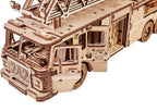 Wood Trick Rescue Firetruck Movable - Rotating Extendable Ladder - 3D Wooden Puzzles for Adults and Kids to Build - Rides up to 20 ft - Wooden Models Engineering DIY Project Mechanical Model Kit