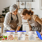 4 pcs 8qt Food Storage Containers with Lid, Square Clear Commercial Food Storage Containers with Handle and Scale for Food Storage in Home Kitchen & Dining (Blue)