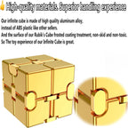 Infinity Cube Fidget Cube Anxiety Stress Relief Toy for Adults Gifts Men Office Gadgets Aluminum Alloy Material (Golden)